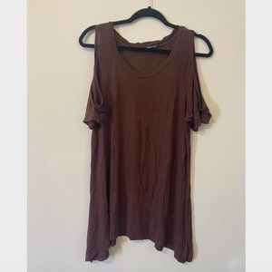 Cold Shoulder Brown Long Top